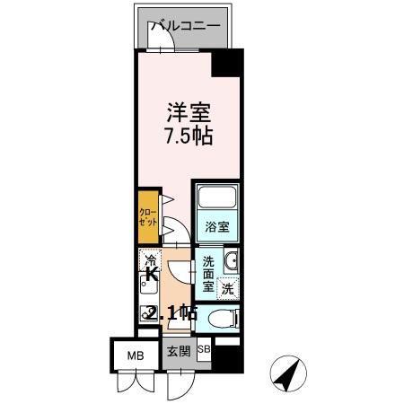 TRE LUCE横濱関内(1K/9階)の間取り写真