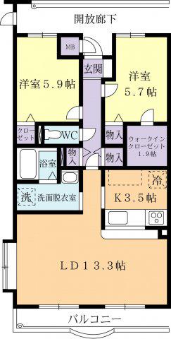 セントラルパレスI(2LDK/3階)の間取り写真