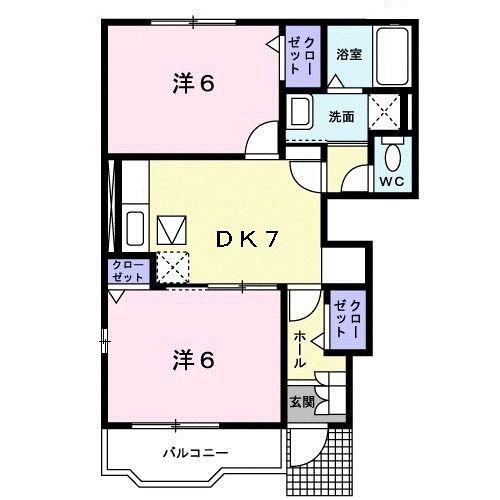 クレストールM(2DK/1階)の間取り写真