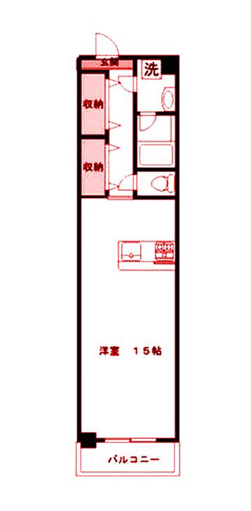 ミラベル新横濱(ワンルーム/4階)の間取り写真
