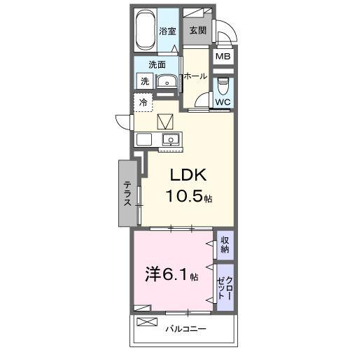 セレニテ A(1LDK/1階)の間取り写真