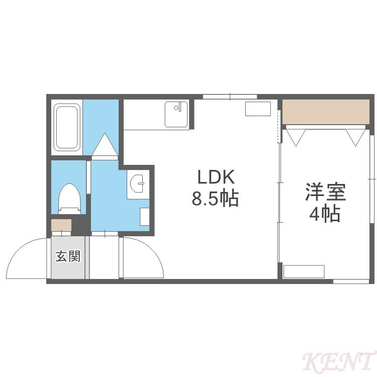 ラフィーネ宮の沢(1LDK/1階)の間取り写真