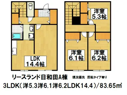 リースランド日和田(3LDK/1階)の間取り写真