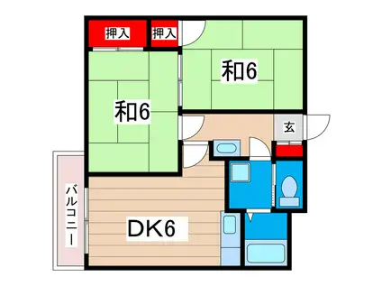 東金沢マンション(2DK/2階)の間取り写真