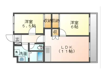 サンガーデン(2LDK/3階)の間取り写真
