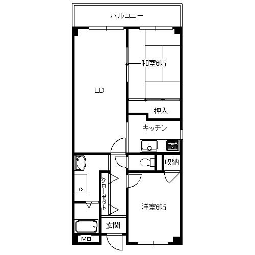 グレース羽衣(2LDK/3階)の間取り写真