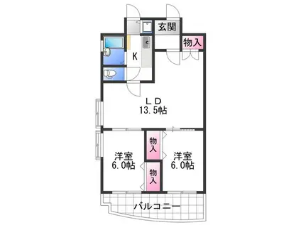 ふぁみーゆ吹屋町(2LDK/2階)の間取り写真