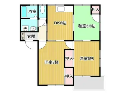 瀬戸海ブルーハイツ(3DK/1階)の間取り写真