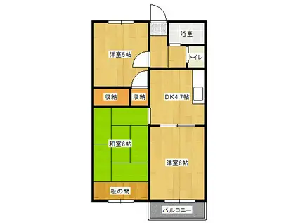 ガーデニアハウス(3DK/2階)の間取り写真