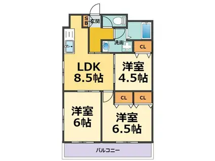 ピュア東甲子園(2LDK/2階)の間取り写真