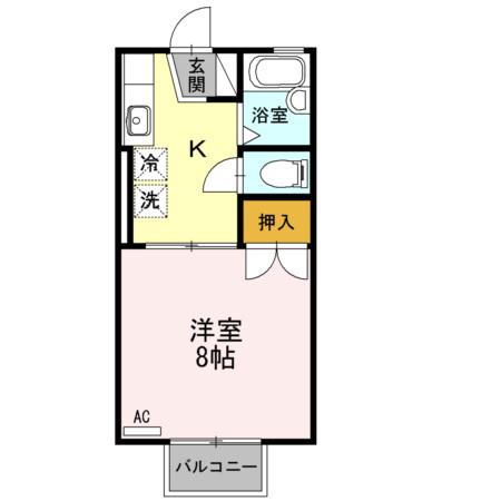 ドミール青笹A(1K/1階)の間取り写真