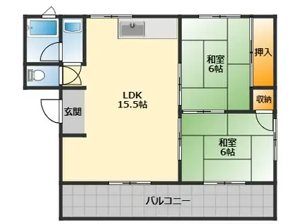加奈田マンション(2LDK/1階)の間取り写真