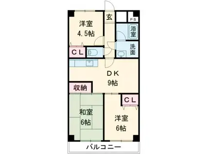 オレンジコート高松(3DK/3階)の間取り写真