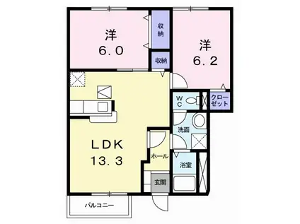 グラン・シェル II(2LDK/1階)の間取り写真