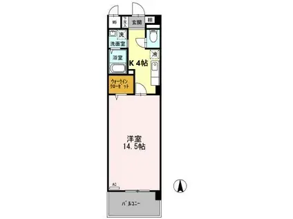 エトワール(1K/4階)の間取り写真