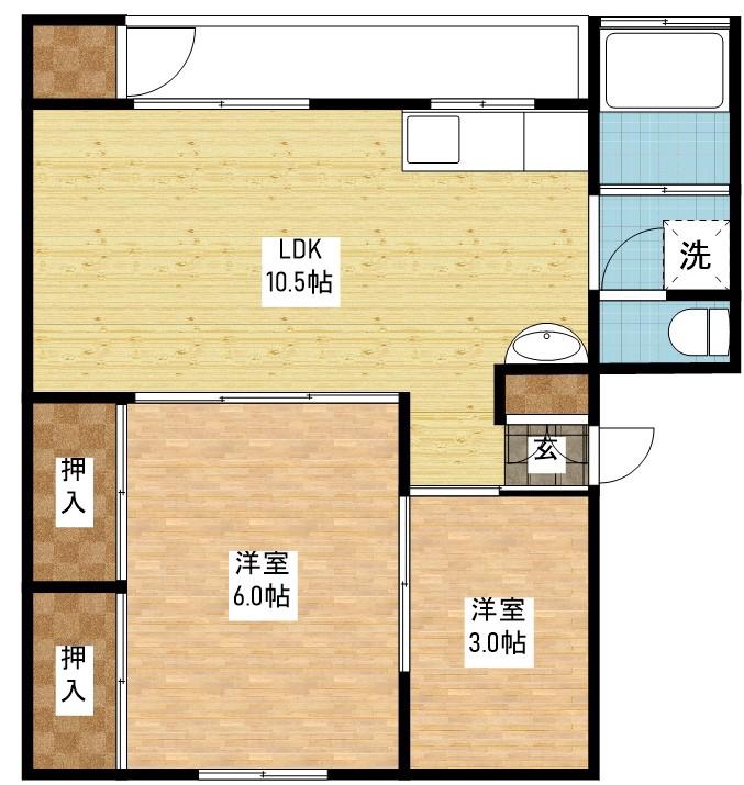 サンガーデン小ヶ倉(2LDK/3階)の間取り写真