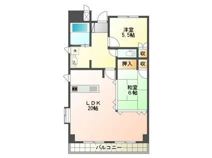 セラフィックビル(2LDK/6階)の間取り写真