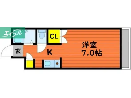 アルファ西古松(1K/3階)の間取り写真