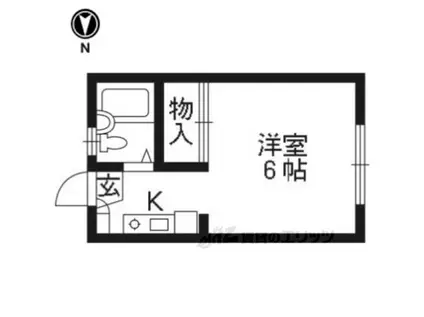 阪急京都線 西京極駅 徒歩17分 2階建 築31年(1K/2階)の間取り写真