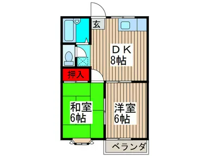 レピュート長島(2DK/2階)の間取り写真
