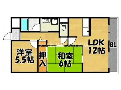 ソレアード東鴻池(2LDK/3階)の間取り写真