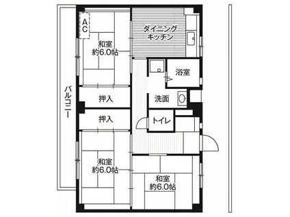 ビレッジハウス菅田6号棟(3DK/3階)の間取り写真
