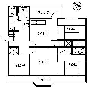 西諫早ハイツC棟(4DK/5階)の間取り写真