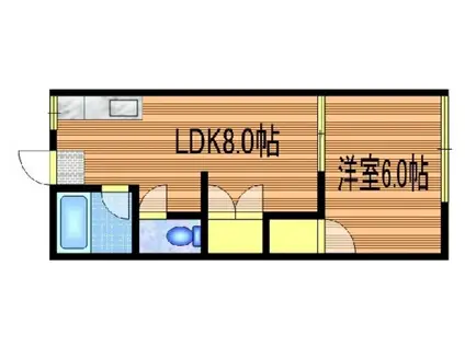 陽光ハウス(1LDK/2階)の間取り写真