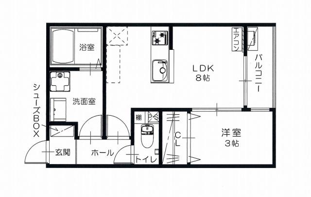 SOLARE GION(1LDK/2階)の間取り写真