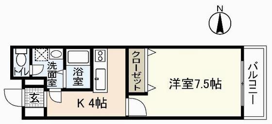 第1西本ビル(1K/4階)の間取り写真