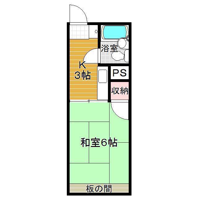 チュリス村上(1K/2階)の間取り写真