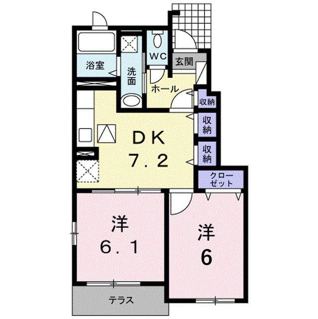 アドラブールA(2DK/1階)の間取り写真