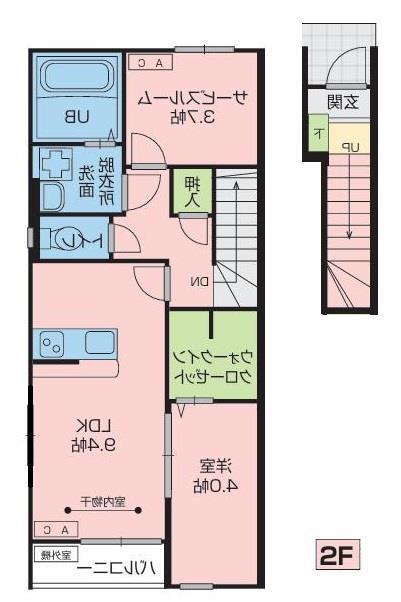 C.COURT(1SLDK/2階)の間取り写真
