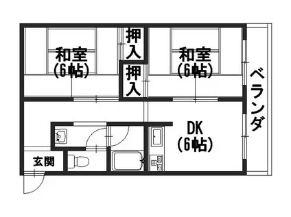 北ノ口安田マンション(2DK/3階)の間取り写真