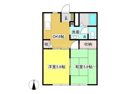 フレグランス豊岡 A棟(2DK/1階)の間取り写真