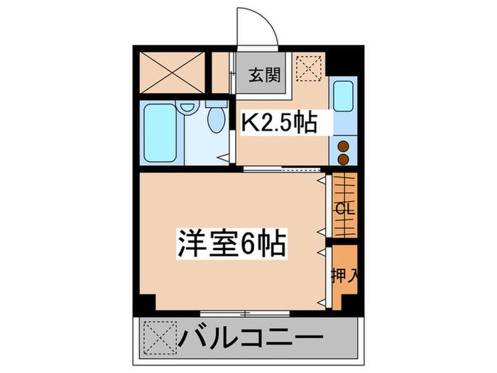 三ツ木コーポ富士見台(1K/2階)の間取り写真