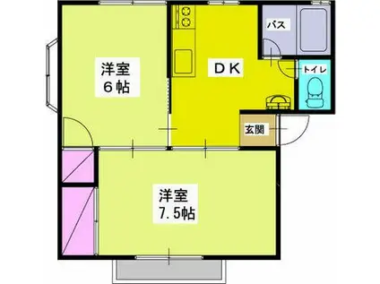 阪東ヒルズ(2DK/1階)の間取り写真