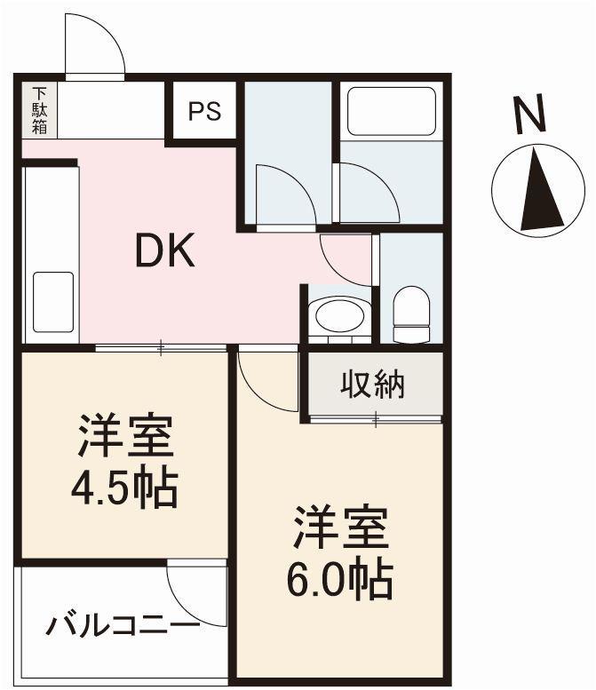HAUS(2DK/3階)の間取り写真
