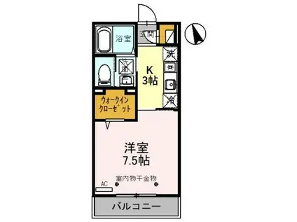 ガーデンコートひよどり(1K/1階)の間取り写真