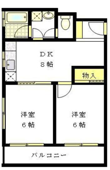 シャルム上野西(2DK/2階)の間取り写真
