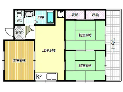 マンショングランディー(3DK/2階)の間取り写真