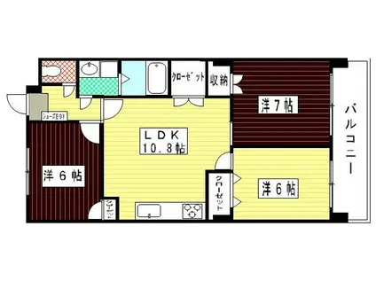 ブランメゾン企救丘(3LDK/3階)の間取り写真