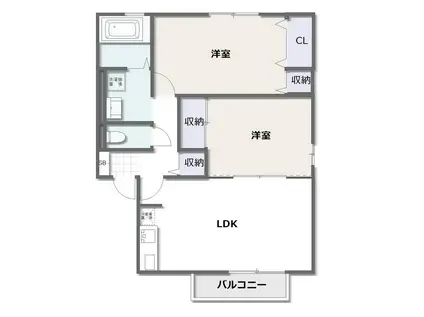 サニーハウス皆生 B(2LDK/1階)の間取り写真