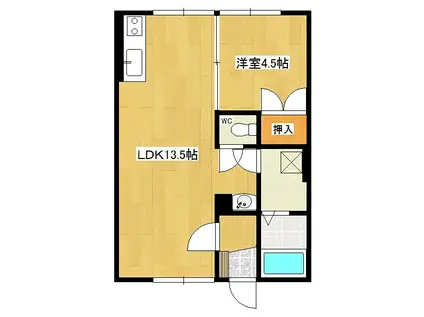 サニーウェル幸(1LDK/1階)の間取り写真