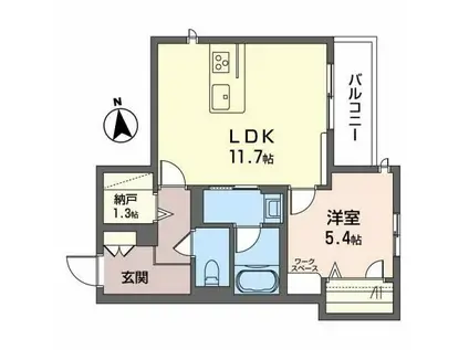 EL ALIVIO杉崎町(1LDK/1階)の間取り写真