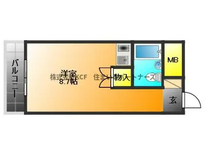 豊国スカイマンション国分(ワンルーム/5階)の間取り写真