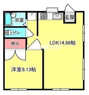Uハウス(1LDK/1階)の間取り写真