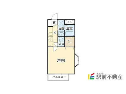 ロータスビレジ二番館(1K/2階)の間取り写真