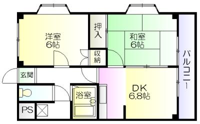 ライフステージフジ(2DK/3階)の間取り写真