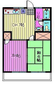 コーポ三角(2DK/2階)の間取り写真